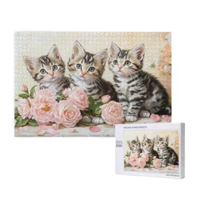 Puzzle 120 Teile Blume Puzzles für Erwachsene Katze HD Puzzel Anspruchsvolles und Lustig Kreatives Unterhaltungsspiel, DIY Holzpuzzle für Erwachsene Als Feiertage Zimmer Deko Geschenk fur Frauen M-971 von Yeogcohe